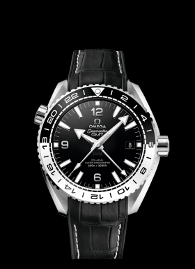 Omega Seamaster Planet Ocean 600M Co-Axial 43.5 Master Chronometer GMT Black White / Alligator (215.30.44.22.01.001)