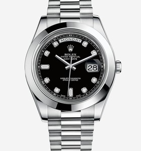 Rolex Day-Date II Platinum Black Diamonds (218206-0020)