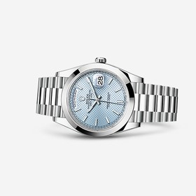 Rolex Day-Date 40 Platinum Ice Blue Diagonal Motif (228206-0004)