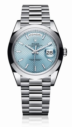 Rolex Day-Date 40 Platinum Ice Blue Diagonal Motif (228206-0004)