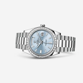 Rolex Day-Date 40 Platinum Baguette Ice Blue Diamonds (228396tbr-0002)