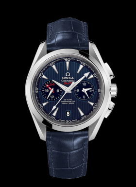 Omega Seamaster Aqua Terra 150M Co-Axial GMT Chronograph 43mm Blue / Alligator (231.13.43.52.03.001)