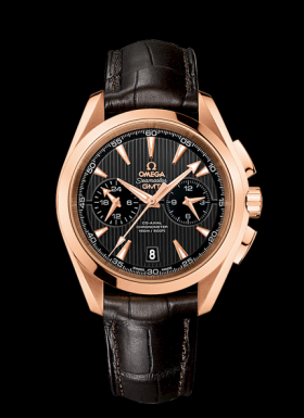 Omega Seamaster Aqua Terra 150M Co-Axial GMT Chronograph 43mm Gold / Alligator (231.53.43.52.06.001)