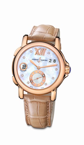 Ulysse Nardin 18kt Rose Gold Diamond Mother-of-pearl Taupe Ladies Watch 246-22-391