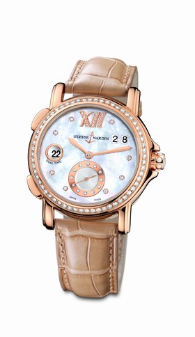 Ulysse Nardin 18kt Rose Gold Diamond Mother-of-pearl Taupe Ladies Watch 246-22B-391