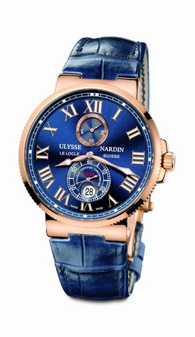 Ulysse Nardin Maxi Marine Chronometer 18kt Rose Gold Blue Men's Watch 266-67-43