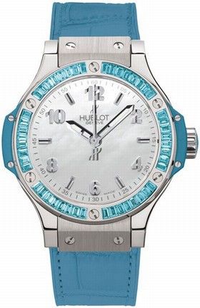 Hublot Big Bang Mother of Pearl Blue Alligator Rubber Unisex Watch 361-SL-6010-L