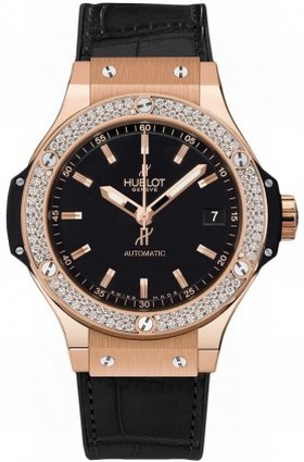 Hublot Big Bang Black Dial Automatic 18K Rose Gold Black Alligator Men's Watch 365.PX.1180.LR.1104