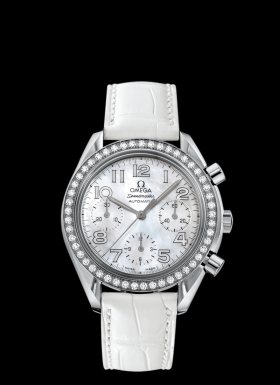 Omega Speedmaster Reduced Ladies MOP / Diamond Bezel / Leather (3835.70.36)