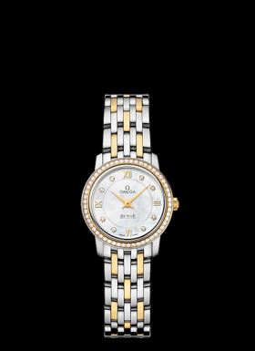 Omega Deville Prestige Quartz Ladies 24.5mm Two Tone / Diamond / MOP (424.25.24.60.55.001)