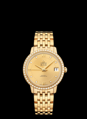 Omega DeVille Prestige Co-Axial 32.7 Yellow Gold Diamond Bracelet (424.55.33.20.58.001)