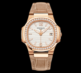 Patek Philippe Nautilus 7010 Rose Gold Silvery White Strap (7010R-011)