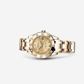 Rolex Datejust Pearlmaster 29 Yellow Gold 12 Diamond Champagne Roman (80318-0060)