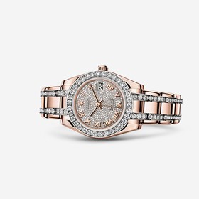 Rolex Datejust Pearlmaster 34 Everose Diamond Paved Roman (81285-0013)