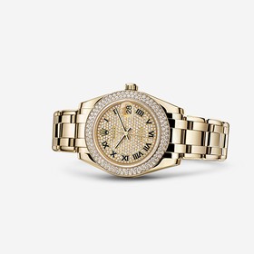Rolex Datejust Pearlmaster 34 Yellow Gold Double Diamond Paved Roman (81338-0038)