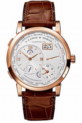 A Lange and Sohne 1 Time Zone Silver Dial Mechanical Men's Watch 116032