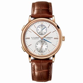 A. Lange and Sohne Saxonia Dual Time Silver Dial 18K Pink Gold Automatic Men's Watch 386.032