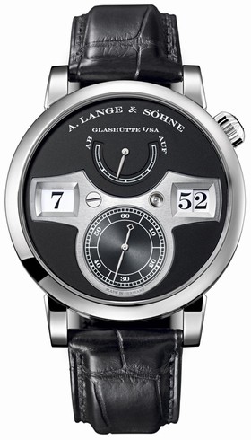 A. Lange and Sohne Zeitwerk Black Dial 18K White Gold Men's Watch 140.029