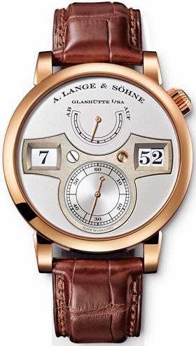 A. Lange and Sohne Zeitwerk Silver Dial 18K Rose Gold Men's Watch 140.032