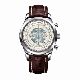 Breitling Transocean Chronograph Unitime Silver / Alligator (AB0510U0.A732.756P.A20BA.1)