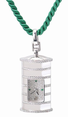 Audemars Piguet 18kt White Gold Diamond Emerald Pendant Watch 12576BC-ZZ-0000XX-01