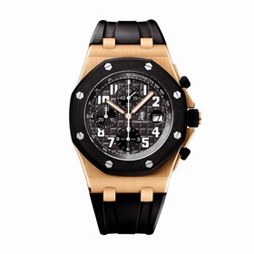 Audemars Piguet Black Dial 18kt Rose Gold Black Rubber Chronograph Men's Watch 26178OK.OO.D002CA.01