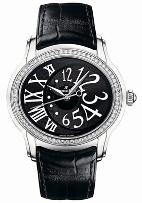Audemars Piguet Millenary Automatic Black Dial Black Leather Ladies Watch 77301ST.ZZ.D002CR.01