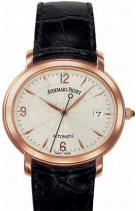 Audemars Piguet Millenary Silver Dial 18kt Rose Gold Black Leather Men's Watch 14908OR0D067CR01