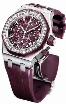 Audemars Piguet Purple Dial Rubber Strap Chronograph Ladies Watch 26048SKZZD066CA01