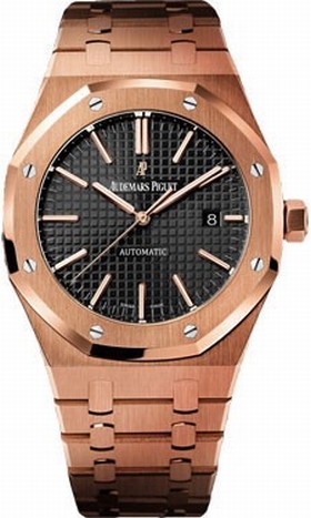 Audemars Piguet Royal Oak Automatic Black Dial 18kt Rose Gold Bracelet Men's Watch 15400OROO1220OR01
