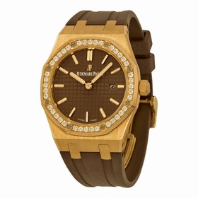 Audemars Piguet Royal Oak Diamond Brown Dial 18 kt Rose Gold Ladies Watch 67651OR.ZZ.D080CA.01