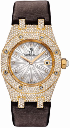 Audemars Piguet Royal Oak Diamond Mother of Pearl Dial Gold Ladies Watch 67605BA.ZZ.D080SU.01