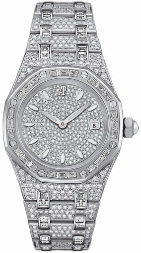 Audemars Piguet Royal Oak Diamond Pave White Gold Ladies Watch 67604BC.ZZ.1211BC.01