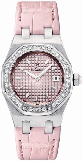 Audemars Piguet Royal Oak Diamond Pink Dial Stainless Steel Ladies Watch 67601ST.ZZ.D057CR.01