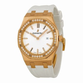 Audemars Piguet Royal Oak Diamond Silver Dial 18 kt Rose Gold Ladies Watch 67651OR.ZZ.D010CA.01