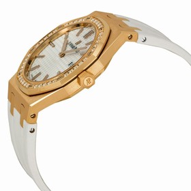 Audemars Piguet Royal Oak Diamond Silver Dial 18 kt Rose Gold Ladies Watch 67651OR.ZZ.D010CA.01