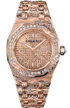 Audemars Piguet Royal Oak Floral Diamond 18 kt Rose Gold Ladies Watch 67617OR.ZZ.1235OR.01