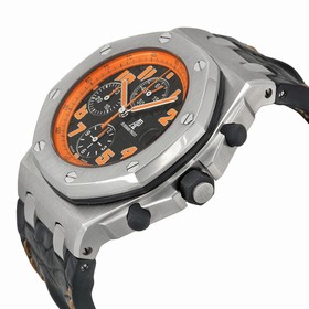 Audemars Piguet Royal Oak Offshore Volcano Chronograph Black Leather Men's Watch 26170STOOD101CR01