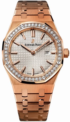 Audemars Piguet Royal Oak Silver Dial 18kt Rose Gold Ladies Watch 67651ORZZ1261OR01