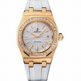 Audemars Piguet Royal Oak Silver Dial Rubber Ladies Watch 77321OR.ZZ.D010CA.01.A