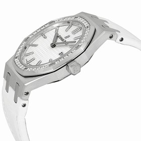 Audemars Piguet Royal Oak Silver Dial White Alligator Leather Watch 67651STZZD011CR01