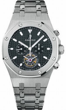Audemars Piguet Royal Oak Tourbillion Chronograph Black Dial Steel Men's Watch 25977STOO1205ST02