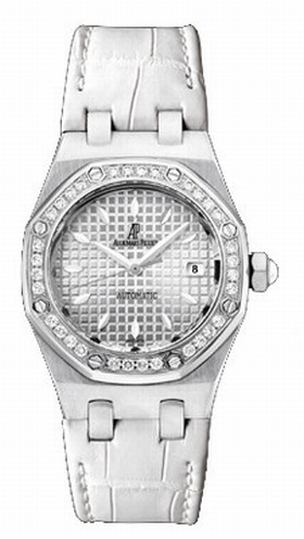 Audemars Piguet Royal Oak White Guilloche Leather Men's Watch 67601ST.ZZ.D012CR.01