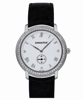 Audemars Piguet White Dial 18kt White Gold Black Leather Unisex Watch 15103BCZZA001CR02