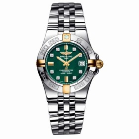 Breitling Galactic 30 Two Tone Green / Diamond / Bracelet (B71340L2.L517.368A)