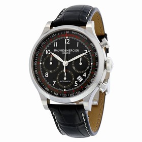 Baume and Mercier Capeland Black Dial Black Alligator Leather Men's Watch 10084