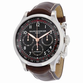 Baume and Mercier Capeland Black Dial Brown Alligator Leather Men's Watch 10067