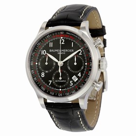 Baume and Mercier Capeland Chronograph Black Dial Black Alligator Leather Men's Watch 10042