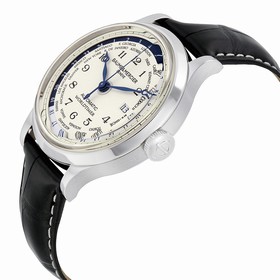 Baume and Mercier Capeland Worldtimer Automatic Off White Dial Black Leather Men's Watch 10106 