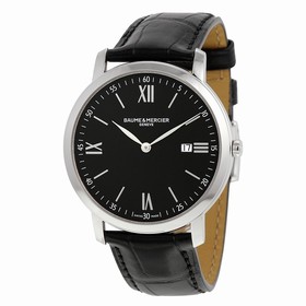 Baume and Mercier Classima Executives Black Dial Stainless Steel Men's Watch 10098